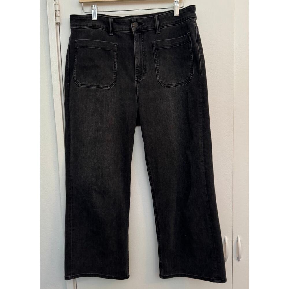 Bella Stretch Patch Pocket Wide Leg Jeans in Black Size 32 - Picture 3 of 5